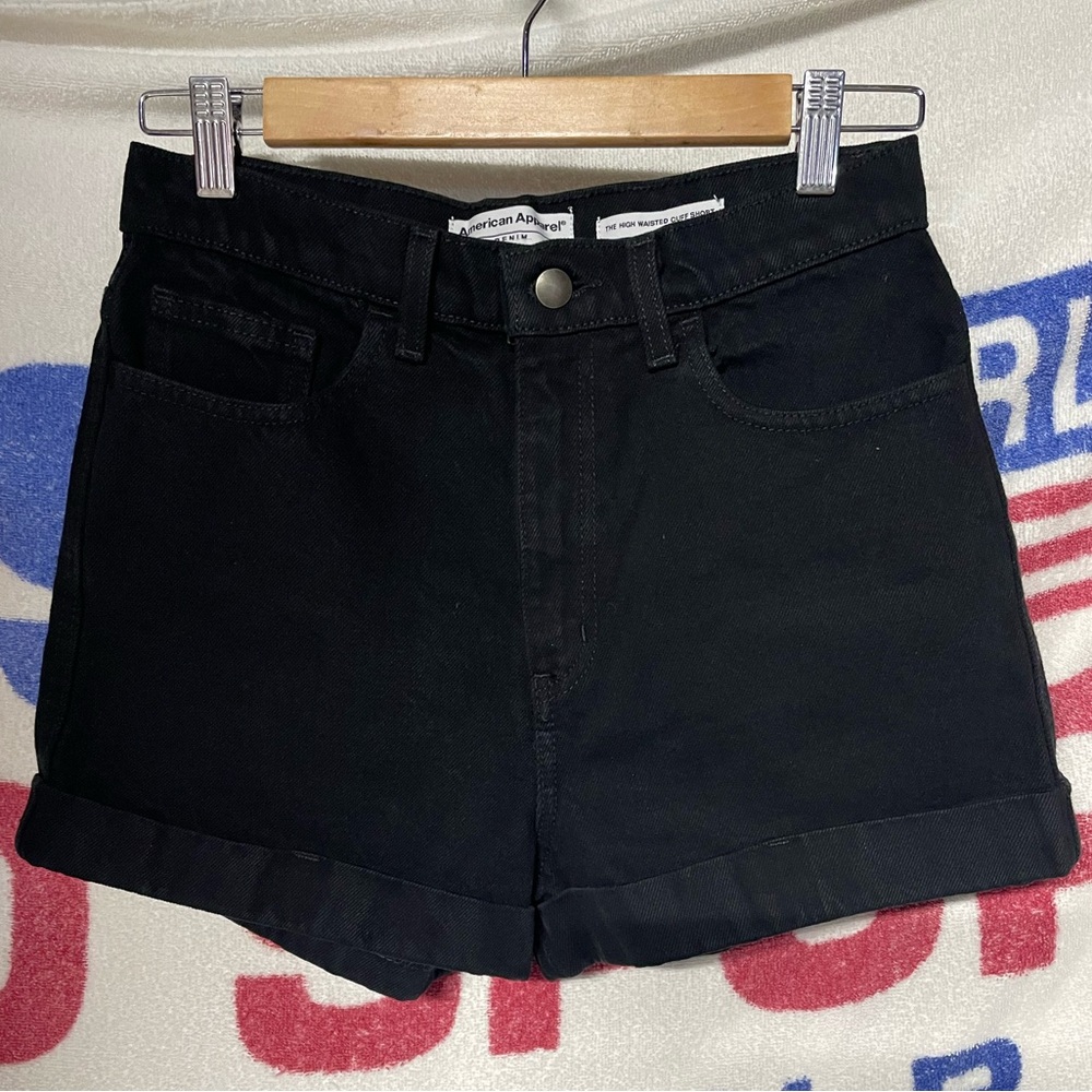 American Apparel High Waisted Cuff Denim Shorts sz 29 - Picture 2 of 5
